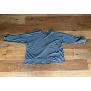 Aerie Waffle Knit Crewneck Sweatshirt Green/Sage XL Oversized Boho Cozy Lounge